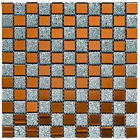 Мозаїка з декоративного скла 298х298х4,5мм Сірий+оранж SW-00002361