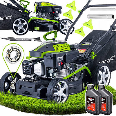 Газонокосарка бензинова 1.5KW з кошиком на 45л b шириною різання 406мм + масло / Косарка для газону Agreeno несамохідна