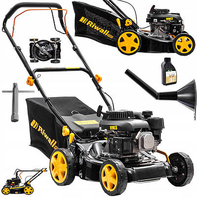 Газонокосарка бензинова 1.2KW з травозбірником 45л і шириною скошування 406мм + масло / Косарка Riwall