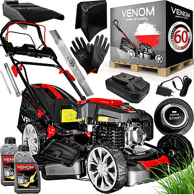 Газонокосарка бензинова 3.2KW з кошиком 60л і шириною різання 508мм / Косарка для газону Venom