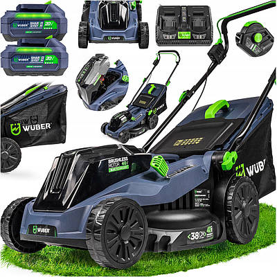 Газонокосарка акумуляторна з кошиком 30л, шириною скошування 32см + акумулятор із зарядкою WUBER 40В
