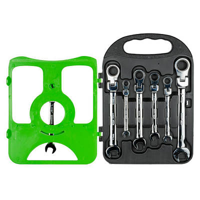 Набір гайкових ключів гнучких комбінованих ріжкових-накидних з тріскачкою JBM 7 шт. 8/10/11/13/14/17/19 мм