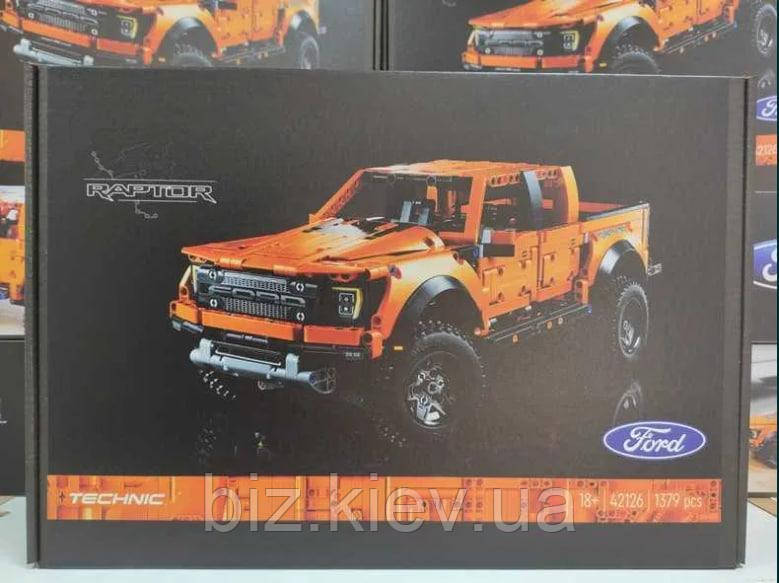 Конструктор Ford F-150 Raptor" із серії TECHNIC із 1379 деталей, помаранчевий пікап, сумісний із Lego, фото 1