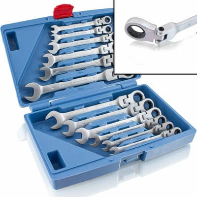 Набір комбінованих ключів рожково-накидних з тріскачкою на кардані Bituxx 12 шт. 8-19 мм / Гайкові ключі