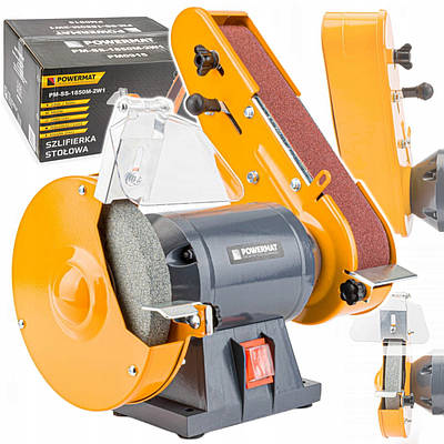 Стрічково-шліфувальна машина Powermat PM-SS-1850M-2W1 1850 Вт, круг 150 мм / Шліфувальний верстат 2950 об/хв