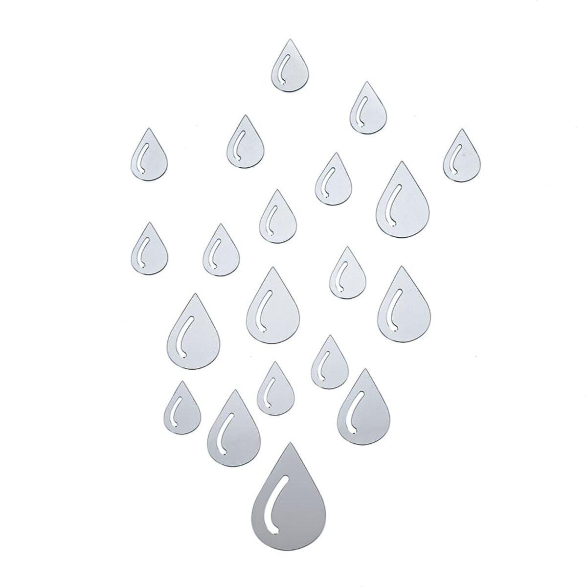 Дзеркальний декор акриловий самоклеючий Краплі срібло,20шт (D) SW-00002492, фото 1