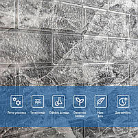 R061-2-20 Панель стінова у рулоні 3D 700х19600х2мм Мармур Чорний (D) SW-00002279, фото 5