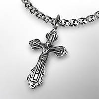 КОМПЛЕКТ: СРІБНИЙ ДИТЯЧИЙ ЛАНЦЮЖОК з ХРЕСТИКОМ, 925 проба, БІСМАРК, чорніння, 9 г + 3.65 г, 45 см