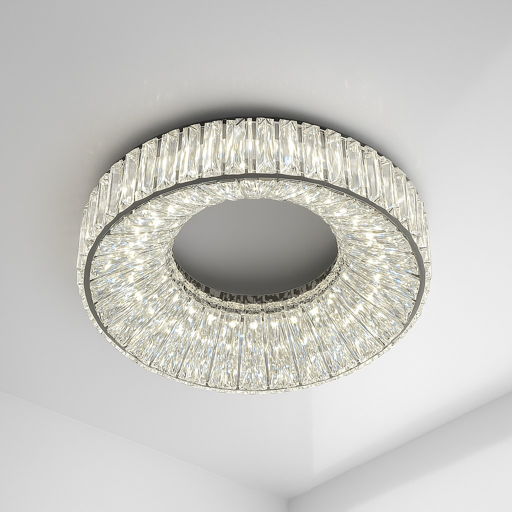 Led люстра у вітальню кришталева 3200-6000К 100Вт IP20 хром, з пультом