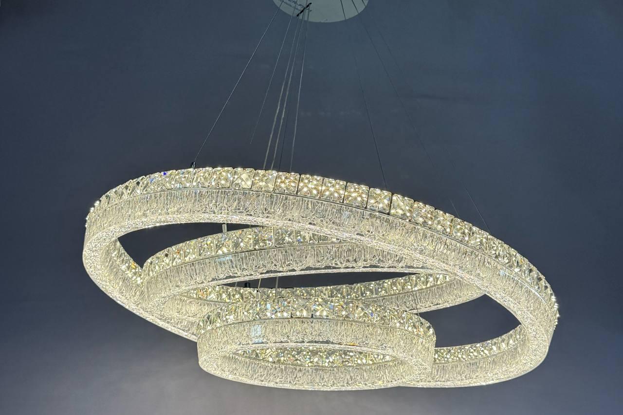 Підвісна led люстра 3 кільця з пультом 235Вт IP20 регульована висота, фото 1