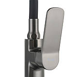 Змішувач для кухні FRAP F4462-9 з гнучким виливом, 2 режими, Ø35, збройова сталь, фото 3