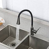 Змішувач для кухні FRAP F4462-9 з гнучким виливом, 2 режими, Ø35, збройова сталь, фото 4
