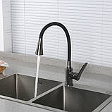 Змішувач для кухні FRAP F4462-9 з гнучким виливом, 2 режими, Ø35, збройова сталь, фото 5