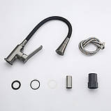 Змішувач для кухні FRAP F4462-9 з гнучким виливом, 2 режими, Ø35, збройова сталь, фото 7