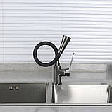Змішувач для кухні FRAP F4462-9 з гнучким виливом, 2 режими, Ø35, збройова сталь, фото 6