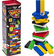 Настільна гра Дженга Vega Color з 54 дерев'яними різнокольоровими брусками, розвиваюча гра для всієї родини