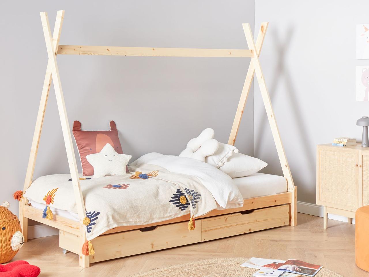 Сучасне ліжко з ящиками для дітей, DEVAY 90 x 200 см