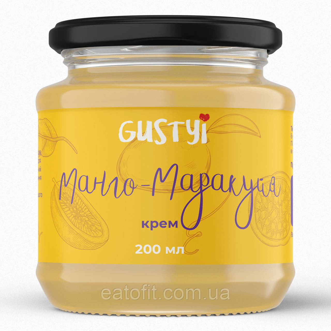 Крем Манго-Маракуйя, без цукру, ТМ Gustyi, 200г, фото 1