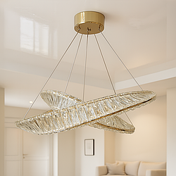 Люстра ЛЕД кришталеві кільця Linisoln 110W до 20 м² колір Золотистий 548-600*400 G