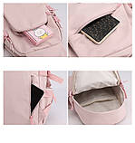 Рюкзак шкільний для дівчинки Kuromi з брелоком Гусак. Дитячий рюкзак ранець Рожевий, фото 3