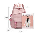 Рюкзак шкільний для дівчинки Kuromi з брелоком Гусак. Дитячий рюкзак ранець Рожевий, фото 6