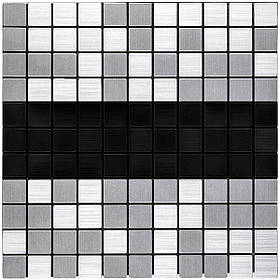 Самоклеюча алюмінієва плитка 300х300х3мм Срібна із чорним мозаїка SW-00001825