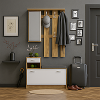 Сучасна відкрита маленька вузька прихожа 100 см з м'яким сидінням тумбою для взуття в коридор Оріон Мебель Сервіс