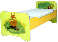 Дитяче односпальне ліжко для дітей із фотодруком Лисеня й закругленими спинками, без матраца Нікан