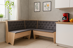 Сучасний вузький маленький кухонний обідній куток 153*113 см з нішами ДСП на маленьку кухню Мебель Сервіс дуб сонома