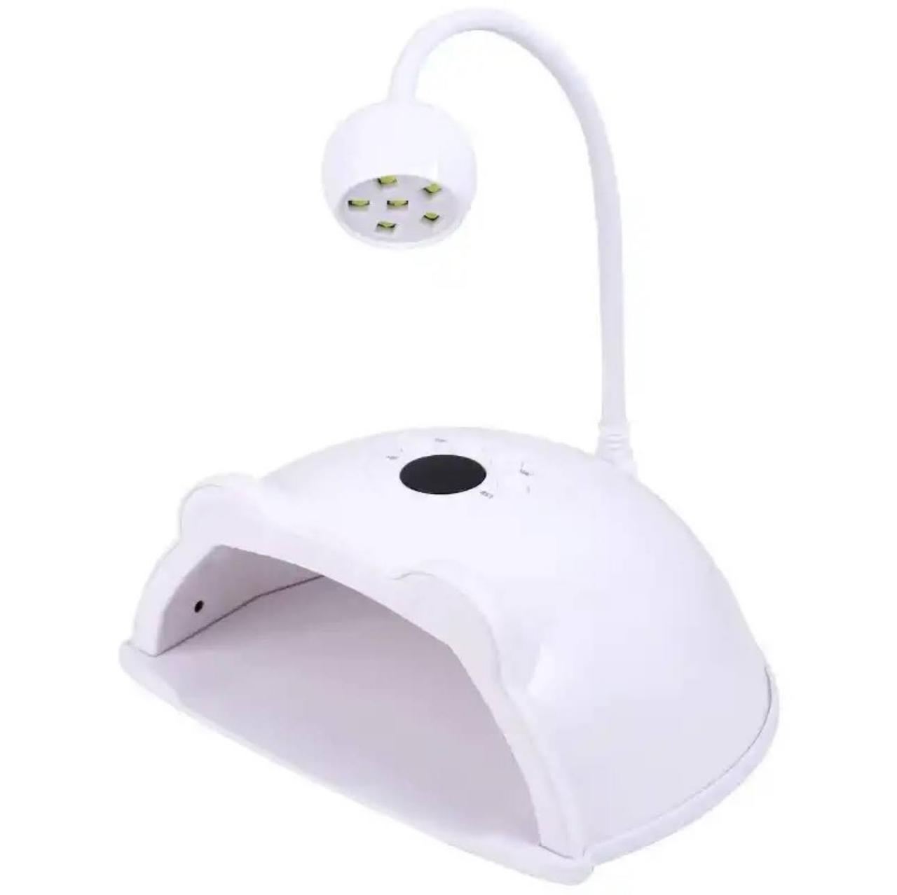 Професійна UV/LED лампа HS887 2 в 1 для сушіння гель-лаку та фіксації типс, 48 Вт. + 6 Вт., USB вхід Білий, фото 1