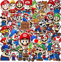 Набір наліпок гра Супер Маріо Super Mario 50 штук стікерпак на авто телефон ноутбук самокат гаджети