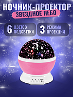 Дитячий нічник-проєктор зоряне небо від мережі, обертовий світильник у формі кулі