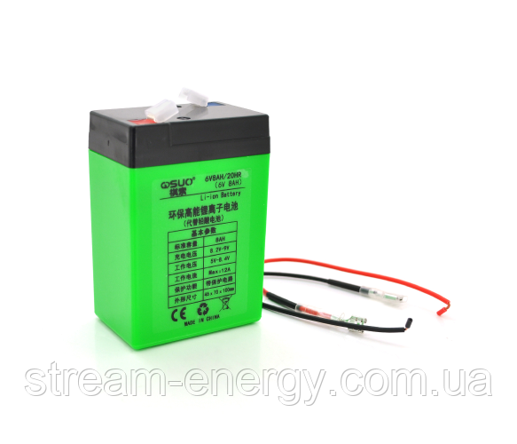 Акумуляторна батарея літієва QiSuo 6V 8A з елементами Li-ion 18650 (70х46х100) + зарядний пристрій, фото 1