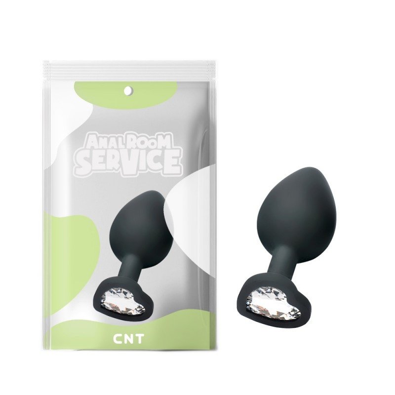 Плаг для ануса, втулка анальна Clear Love Black Diamond Plug Medium, силікон, діамант, фото 1