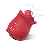 Кліторальний стимулятор, вібромасажер для клітора Rose Romance Blow Stripe Red 10 функцій, фото 2