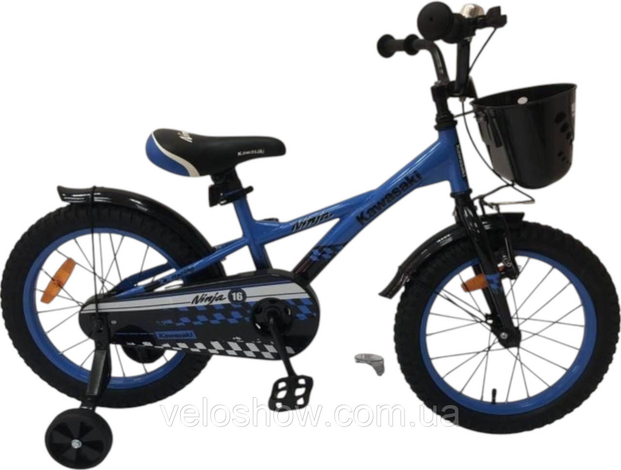 Дитячий сталевий 16 Kawasaki Ninja велосипед синій для хлопчиків, фото 1
