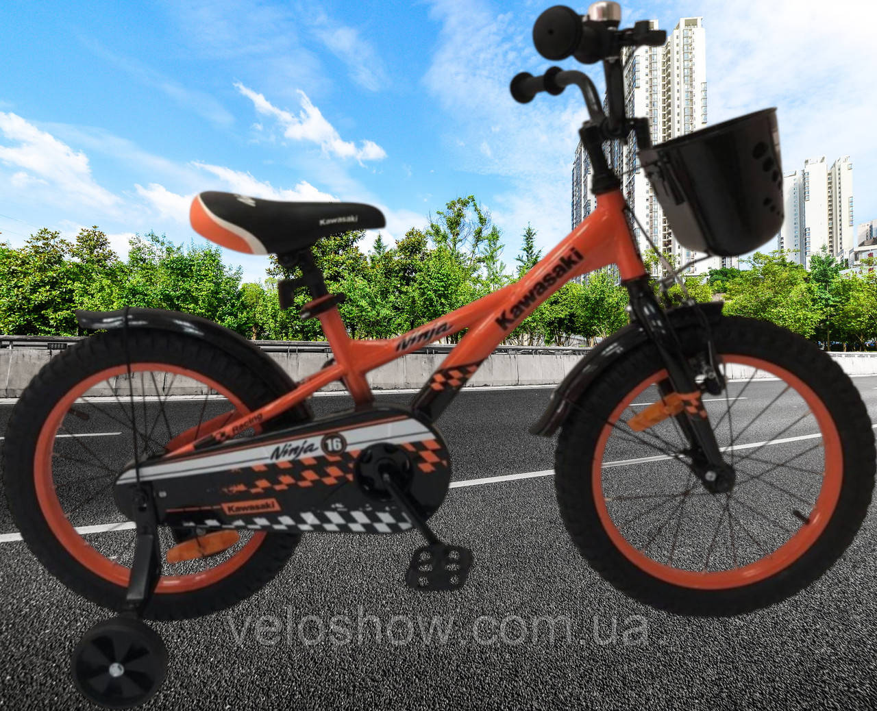 Дитячий сталевий 20 Kawasaki Ninja велосипед помаранчевий для хлопчиків, фото 1