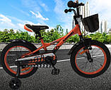 Дитячий сталевий 20 Kawasaki Ninja велосипед помаранчевий для хлопчиків, фото 2