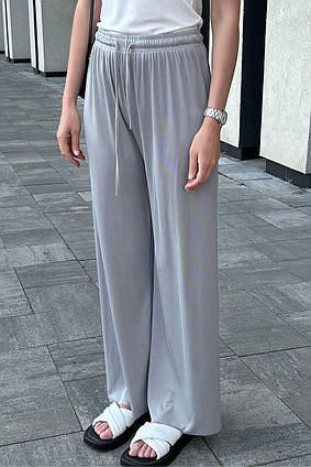 Широкі жіночі штани в рубчик Аceko сірий