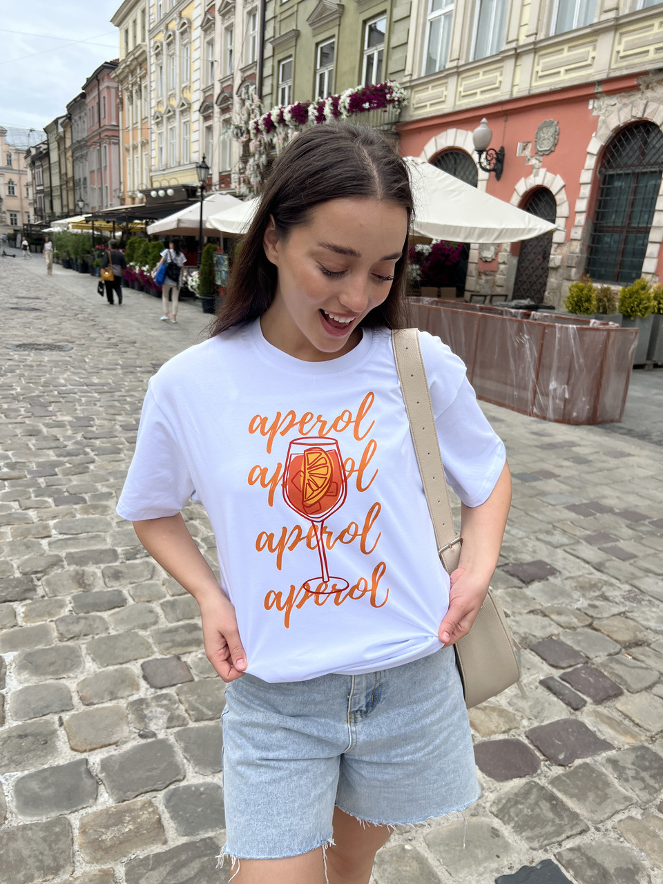 Футболка з літнім принтом "aperol", фото 1