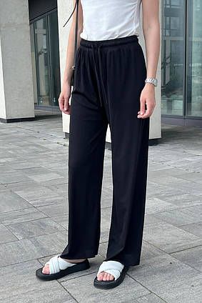 Широкі жіночі штани в рубчик Аceko чорний