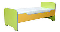 Дитяче ліжко для дітей односпальне із закругленими спинками, без матраца колір Жовтий і Лайм Нікан