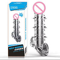 Насадка на член з кліторальною стимуляцією Секс-аксесуар для пари Прозорий