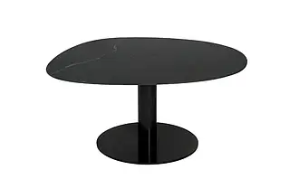 Стіл журнальний Малібу M чорна кераміка мат, нога метал графіт