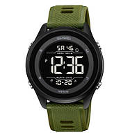 Skmei 2498 мужские спортивные часы зеленые с черным циферблатом на каучуковом ремешке