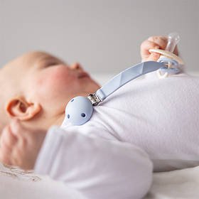 Силіконовий тримач для пустушки з кліпсою з надійною фіксацією для новонароджених дітей Babyono блакитний