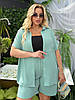 Жіночий літній прогулянковий костюм: сорочка короткий рукав і шорти з кишенями, батал великі розміри, фото 7