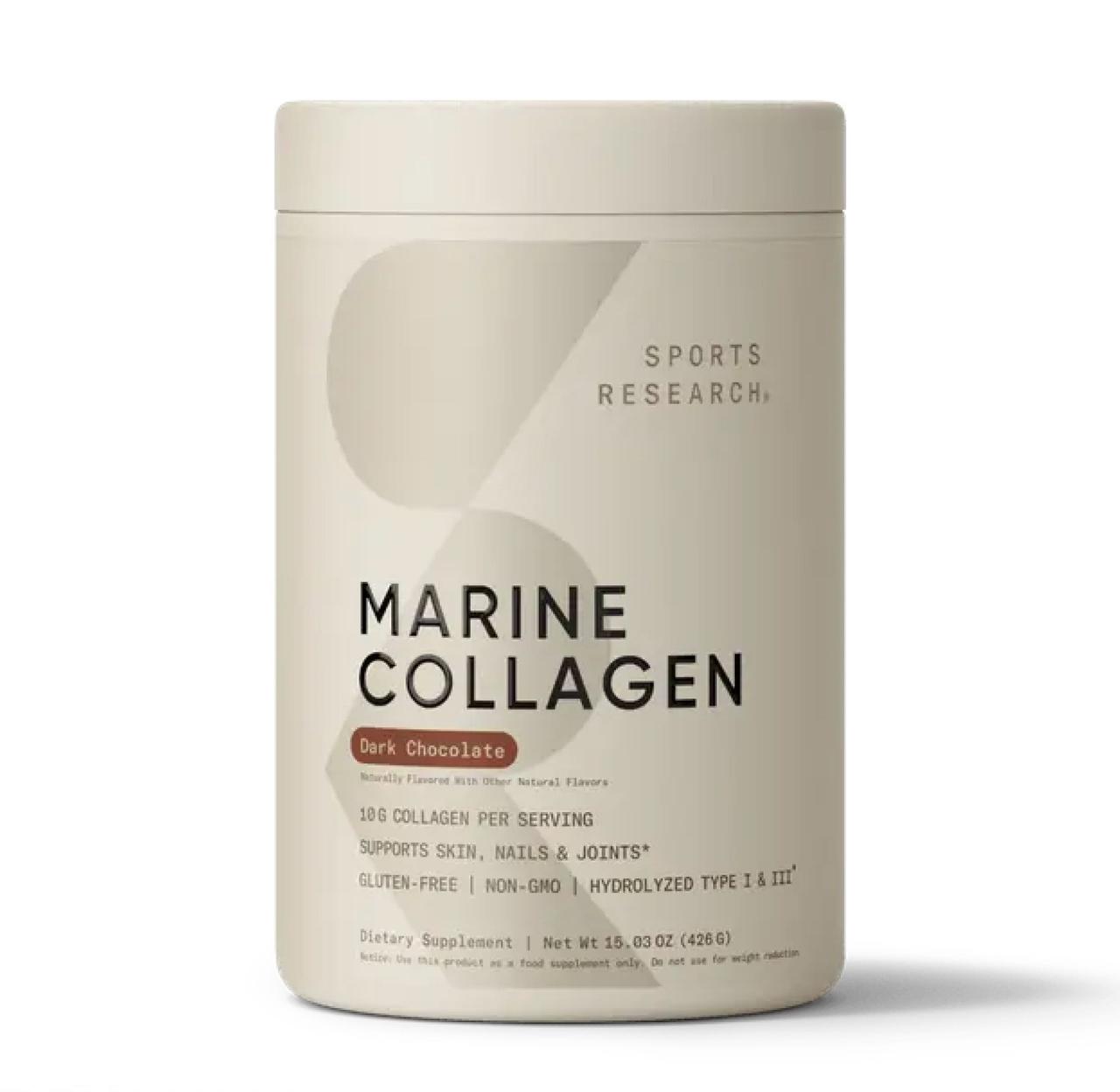 Колагенові пептиди з морського колагену Sports Research Marine Collagen Dark Chocolate, 426 г, фото 1