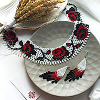 Комплект прикрас силянка з чеського бісеру та сережки, ручна робота