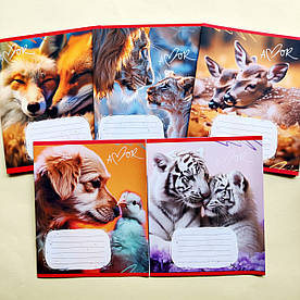 Зошит шкільний в клітинку 12 аркушів Лідер, Тварини